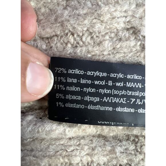 Zara Women's Tan Beige Alpaca Wool Knit Butterfly Sequin Beaded Sweater small - Picture 9 of 12